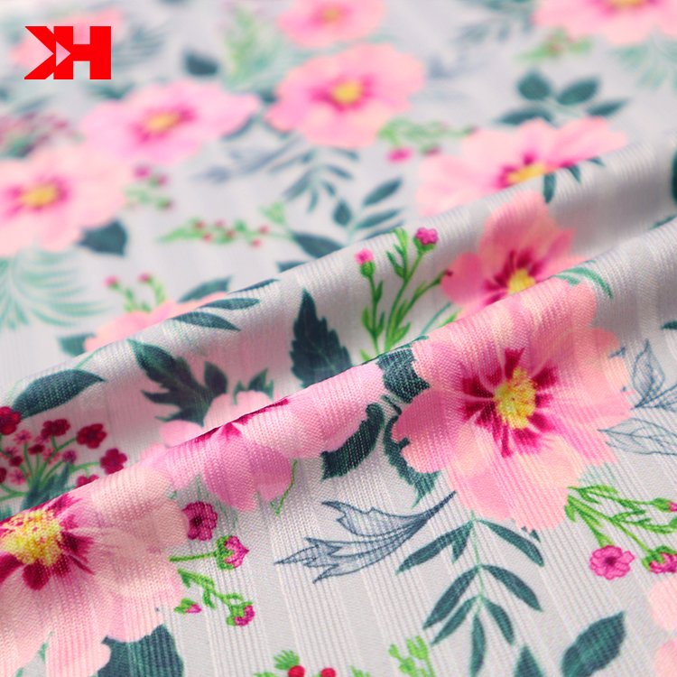 Kahn digital designer spandex elastic rib knit stretch fabric for dressmaking