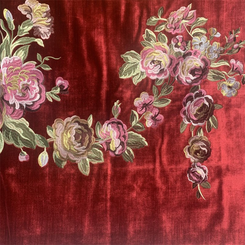 Excellent Luxury Sofa Fabric Flower Leaf Patten Embroidery Fabric