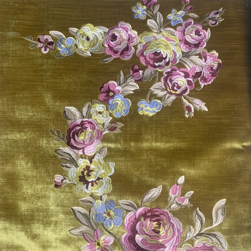 Excellent Luxury Sofa Fabric Flower Leaf Patten Embroidery Fabric