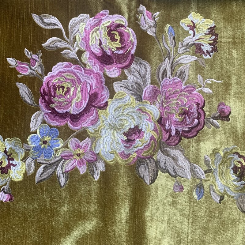 Excellent Luxury Sofa Fabric Flower Leaf Patten Embroidery Fabric