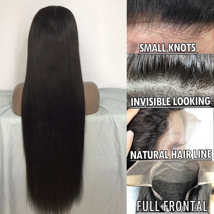 30 inch straight cambodian 11A Virgin straight unprocessed hair human hair 13x4 Hd Transparent Lace Full Frontal wig