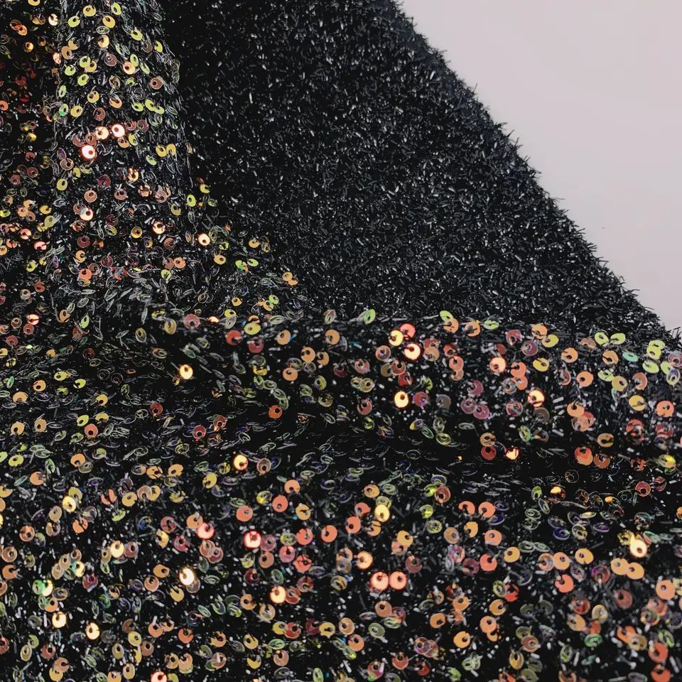 High Quality Heavy Beaded Lace Embroidery Fabric Gold Net Beaded Sequin Lace Fabrics for clothing