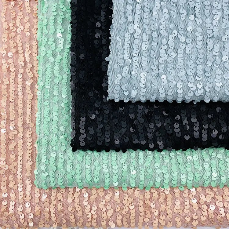 High Quality Heavy Beaded Lace Embroidery Fabric Gold Net Beaded Sequin Lace Fabrics for clothing