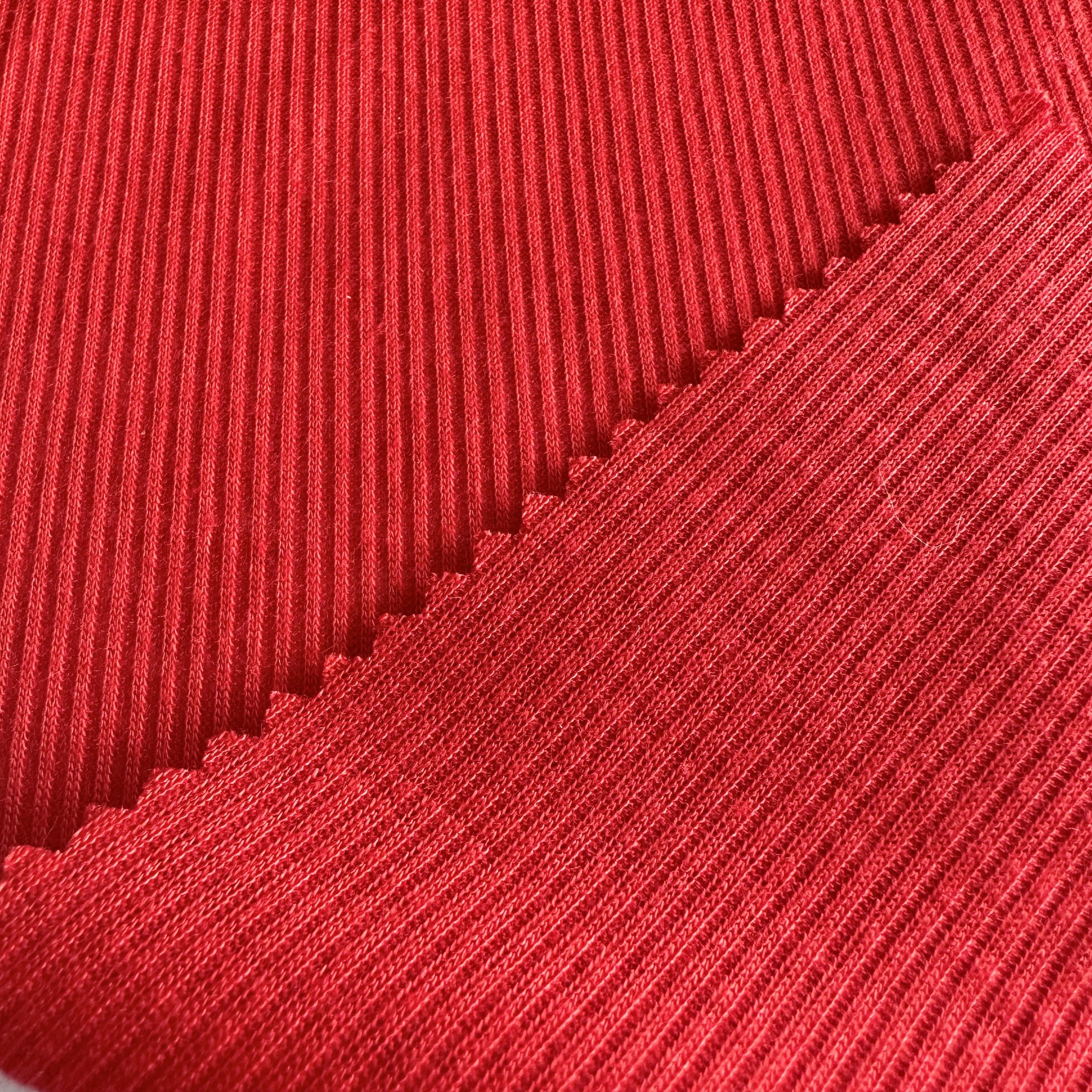Cheap light weight 160gsm 100% recycled polyester rib fabric 2x2 rib knit fabric For Garments and cuff
