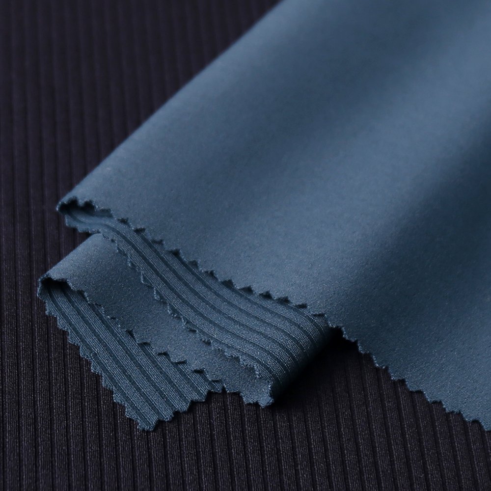 Nylon spandex 270g pit stripe knitted fabric high elasticity drawstring ribbed quick drying yoga clothes sports fabric