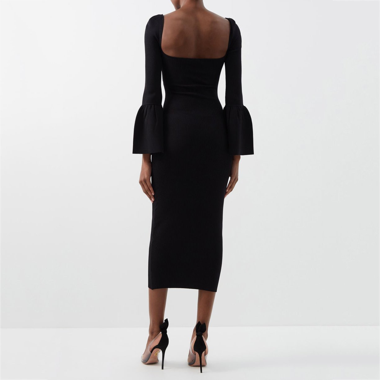 knitwear manufacturer Custom black casual women dress Cutout elegant ribbed knitted midi sweater dress elegant women clothing