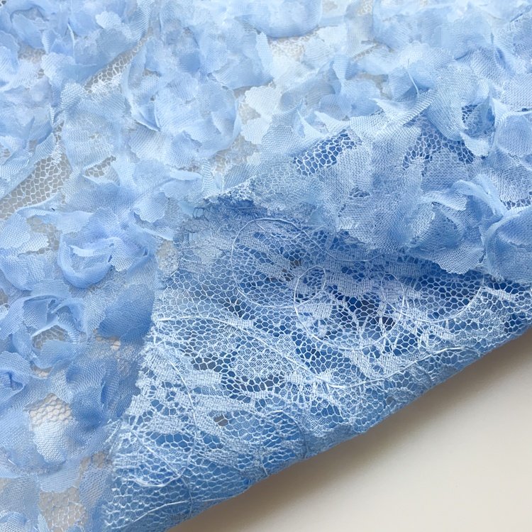 Shaoxing textile factory price 3D floral embroidered mesh lace fabric for kids party floral dress