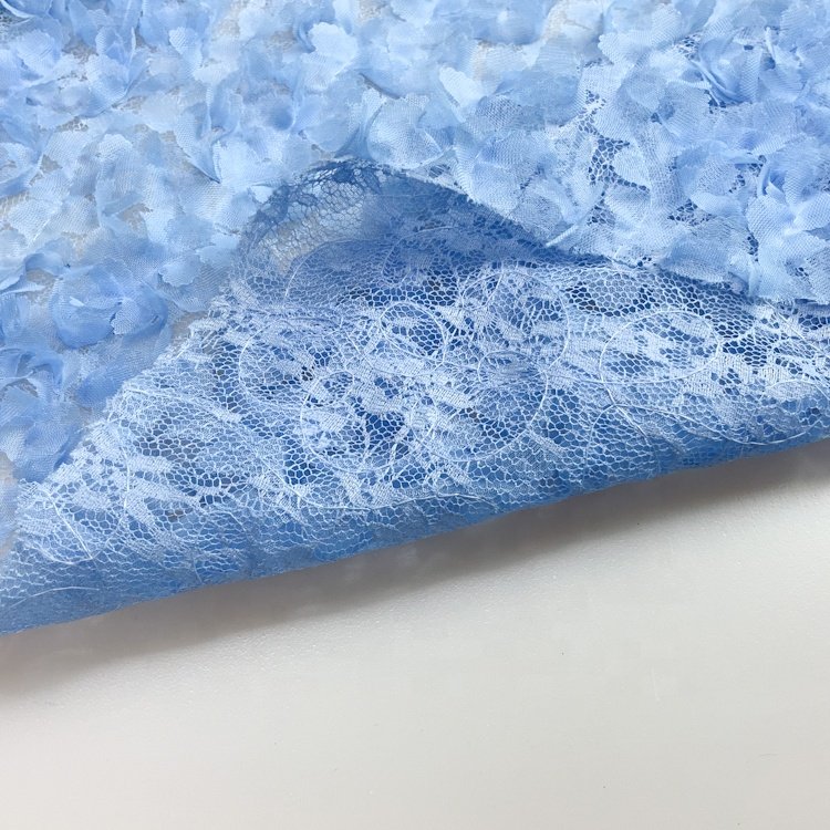 Shaoxing textile factory price 3D floral embroidered mesh lace fabric for kids party floral dress