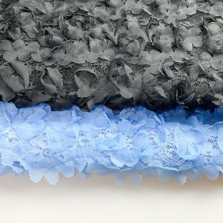 Shaoxing textile factory price 3D floral embroidered mesh lace fabric for kids party floral dress