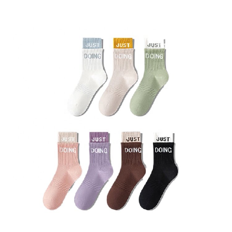Wholesale cotton double rib non slip indoor Pressure socks fitness floor crew socks
