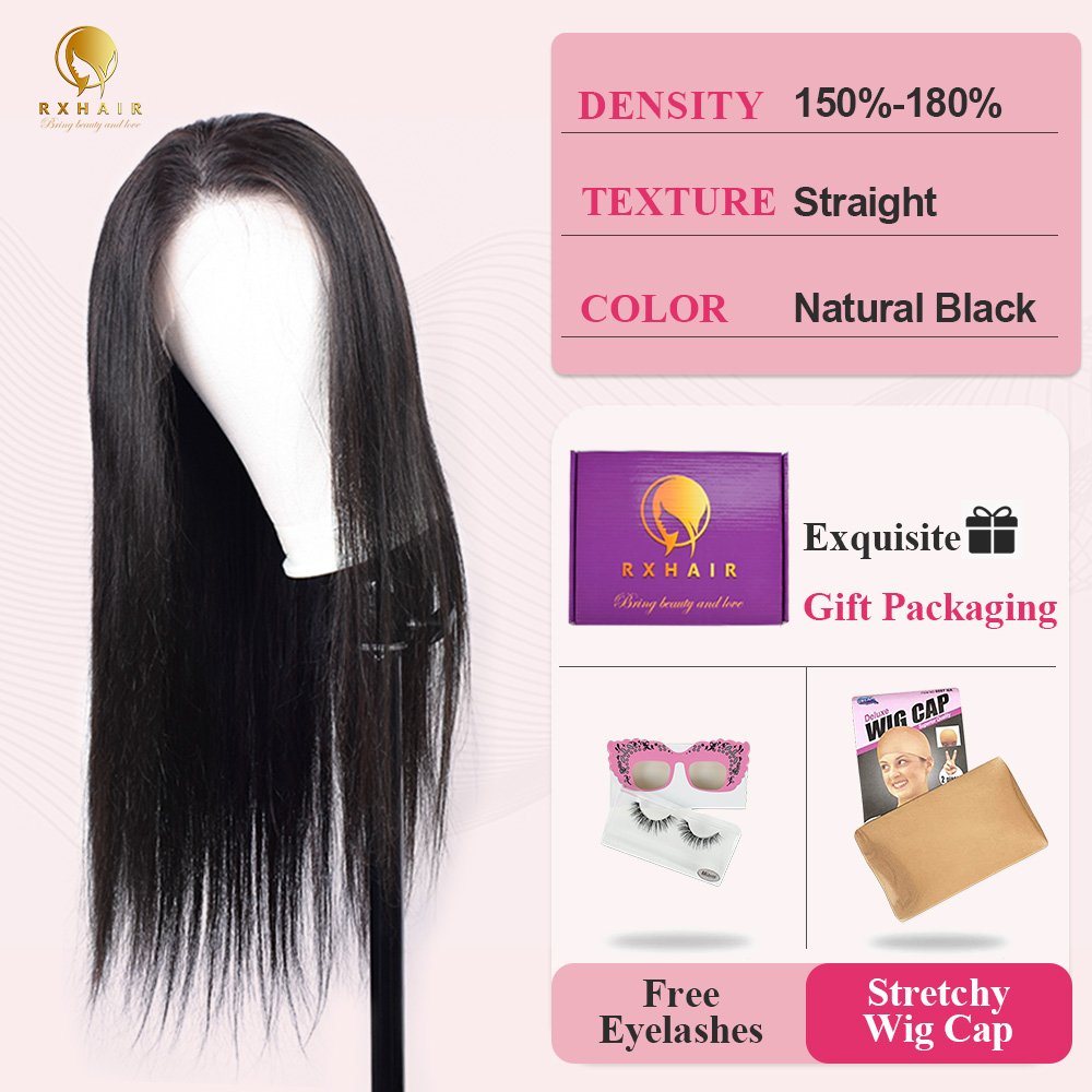RXHAIR Hot Selling RX-B Straight Wigs 180% Density Cuticle Aligned Transparent Lace Hd Frontal Wig Hair Brazilian Handmade Wigs