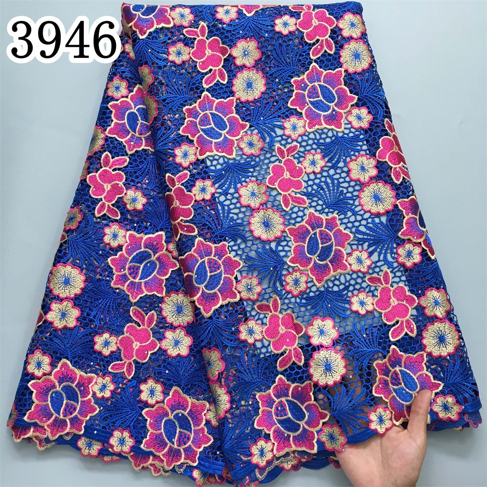 Women Cord Lace Fabric Dress African Guipure 2024 High Quality Embroidery Nigerian Water Soluble Lace for Party 3946