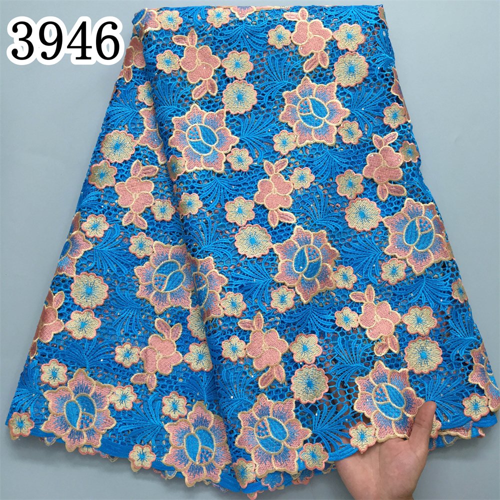 Women Cord Lace Fabric Dress African Guipure 2024 High Quality Embroidery Nigerian Water Soluble Lace for Party 3946