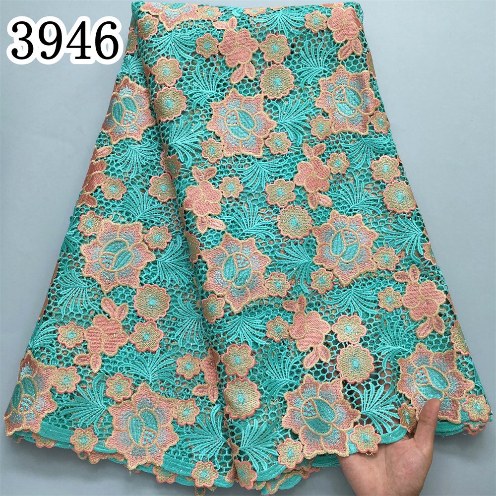 Women Cord Lace Fabric Dress African Guipure 2024 High Quality Embroidery Nigerian Water Soluble Lace for Party 3946