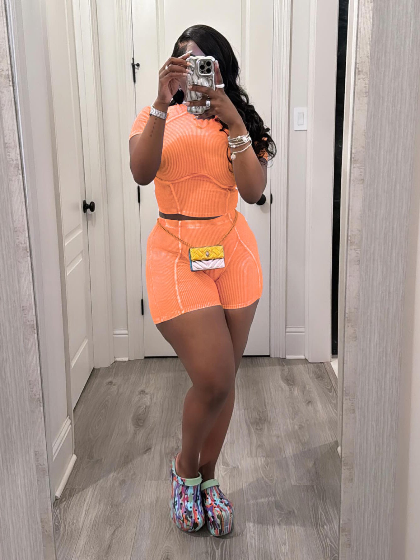 High Quality Cotton Ribbed Two Piece Set Women Clothing Crop Top Shorts Set Washed Distressed 2 Piece Set For Women 2024 Summer