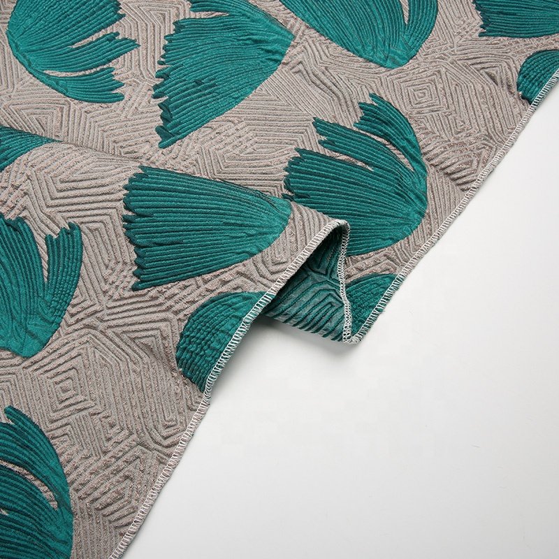 KEER Factory Custom Wholesale Custom SBS109N New Fashion Design Plain Leaf Women Dress Double Warp Brocade fabric