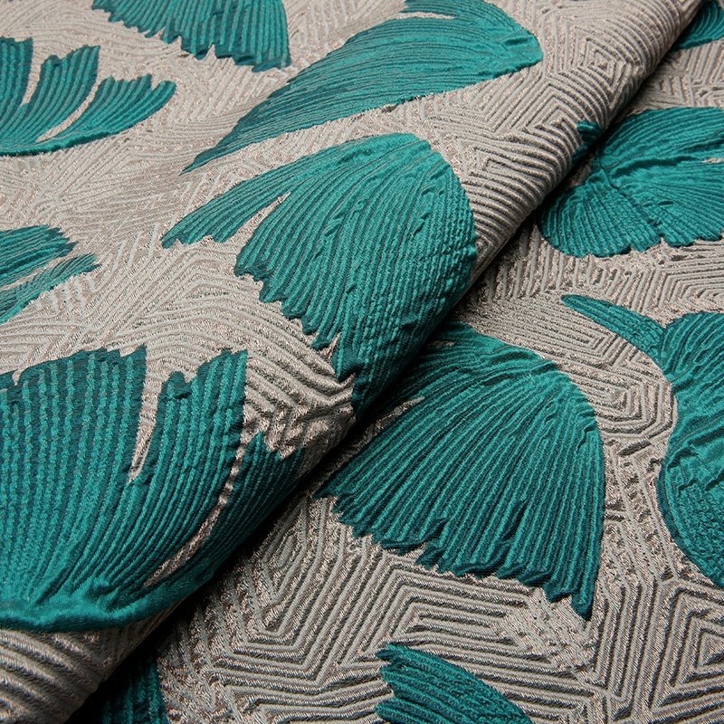 KEER Factory Custom Wholesale Custom SBS109N New Fashion Design Plain Leaf Women Dress Double Warp Brocade fabric