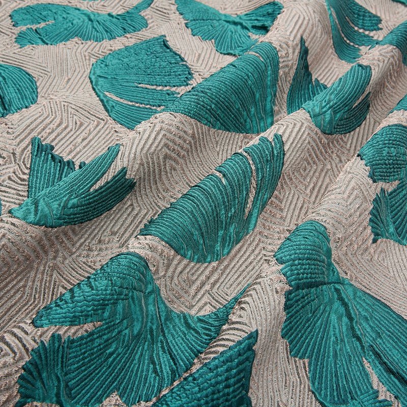KEER Factory Custom Wholesale Custom SBS109N New Fashion Design Plain Leaf Women Dress Double Warp Brocade fabric