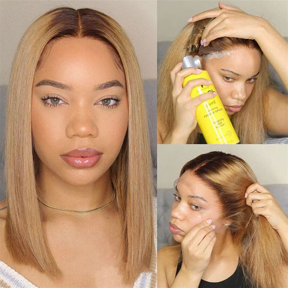Cheap Ombre #1B 30 Colored Short Bob Wigs Human Hair Lace Front HD Lace Frontal Wig Wholesale Peruvian Bob Wigs For Black Women