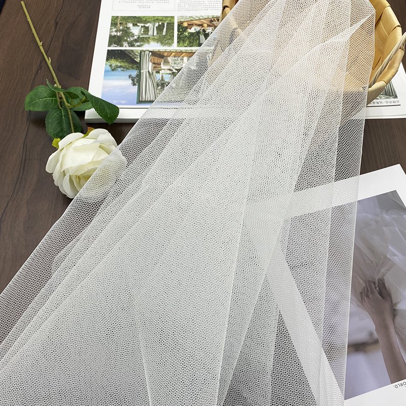 63 " Polyester Stiff recycled Mesh designed Fabric Very Stiff for Bridal tulle embroidery fabric