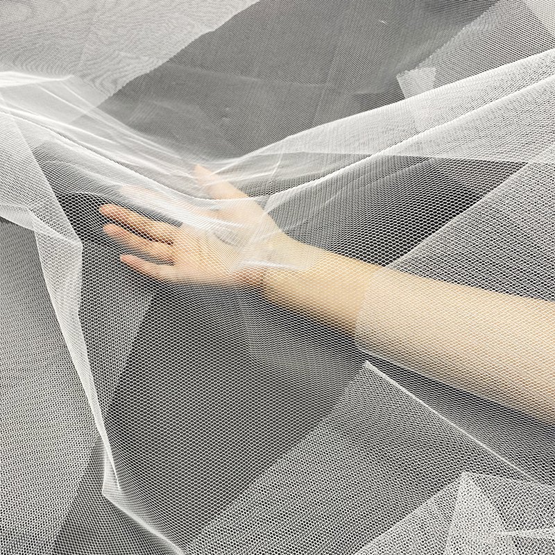 63 " Polyester Stiff recycled Mesh designed Fabric Very Stiff for Bridal tulle embroidery fabric