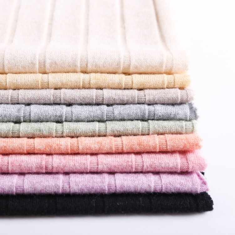 2021 Hot design supply free samples 18*6 rib knit fabric for winter imitation cashmere sweater