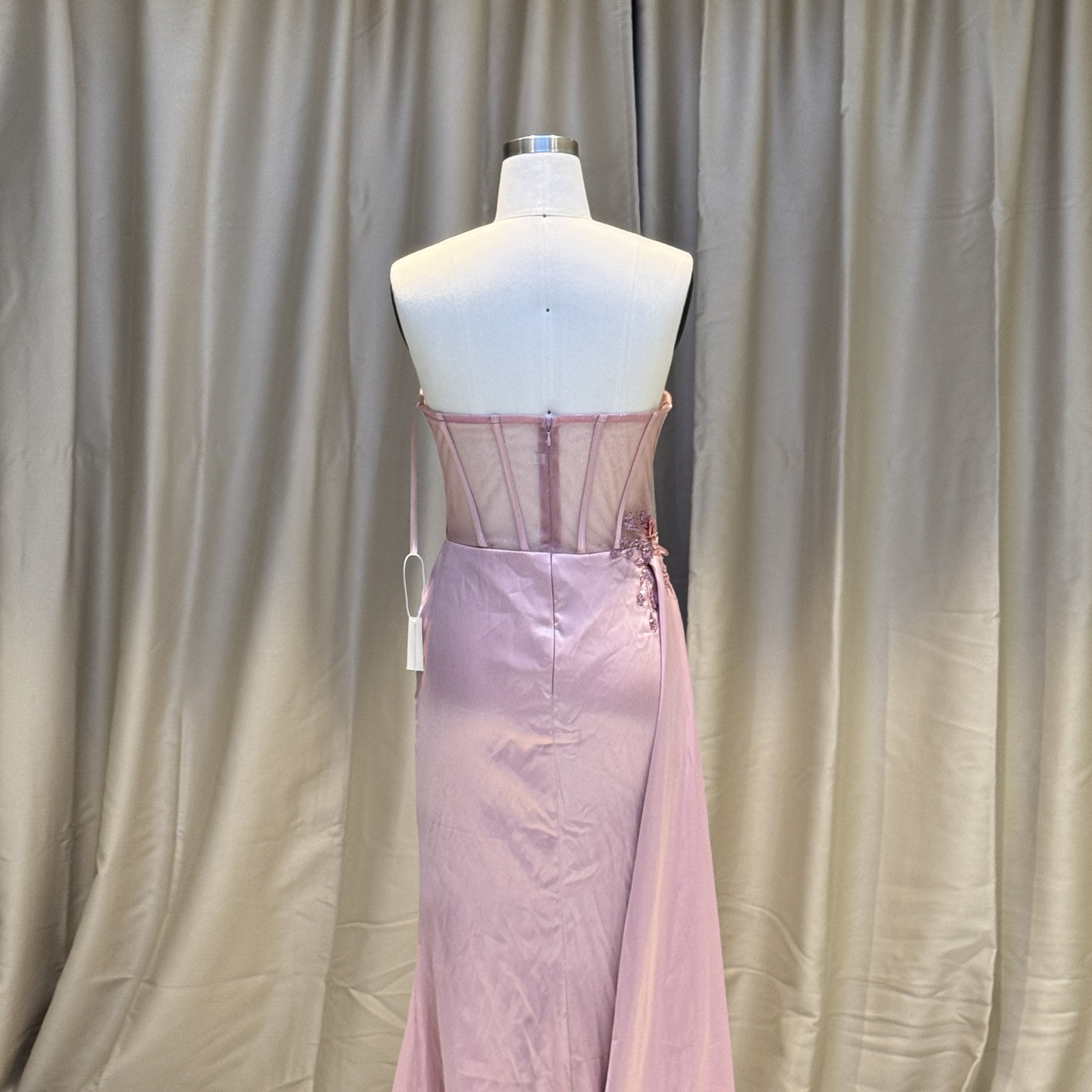 Hot Hand-Pleated Bodice Square Neckline Dress Straight Silhouette Prom High Slit Rhinestones Lace Back Soft Drapes Party
