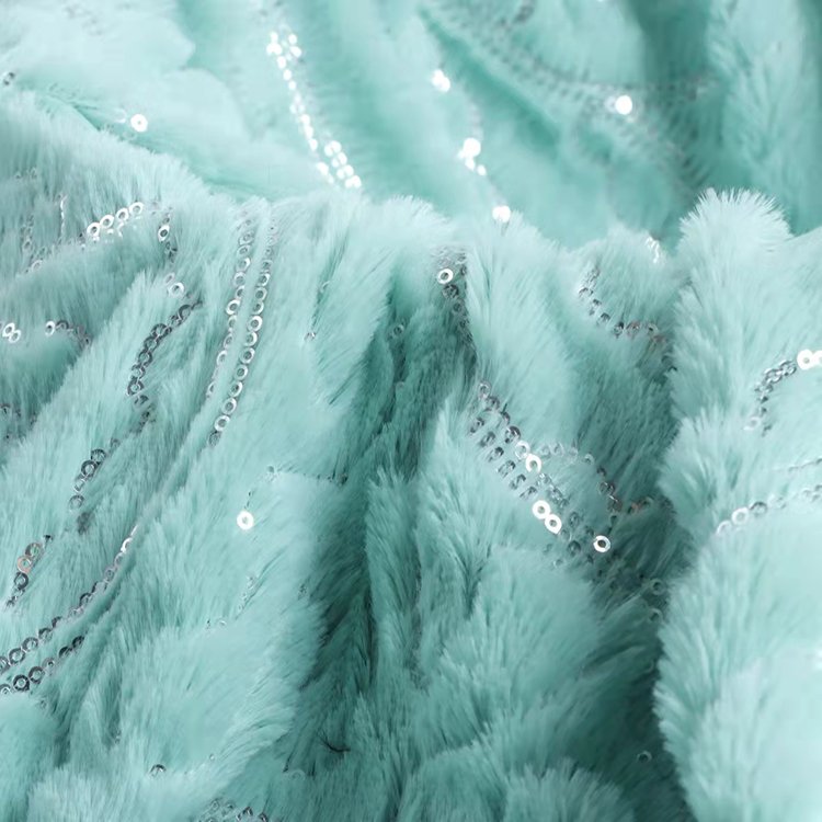 Recycled Factory Direct Sale Customized Design Soft Polyester Embroidery Korean Velvet Sequin Fabric For women's clothing dress
