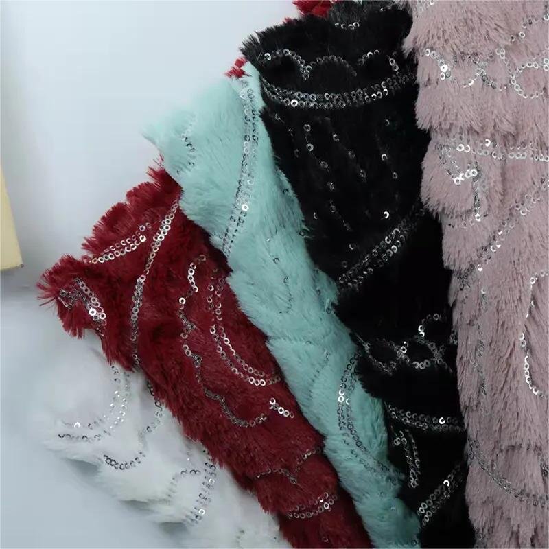 Recycled Factory Direct Sale Customized Design Soft Polyester Embroidery Korean Velvet Sequin Fabric For women's clothing dress