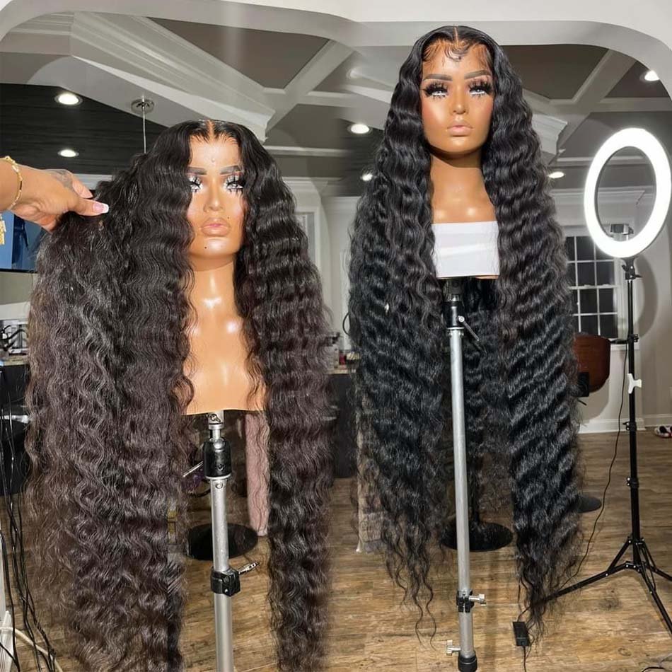 Wet And Wavy 30 Inch 180 Density Natural Water Wave Wigs 13*4 Lace Human Hair HD Lace For Black Women