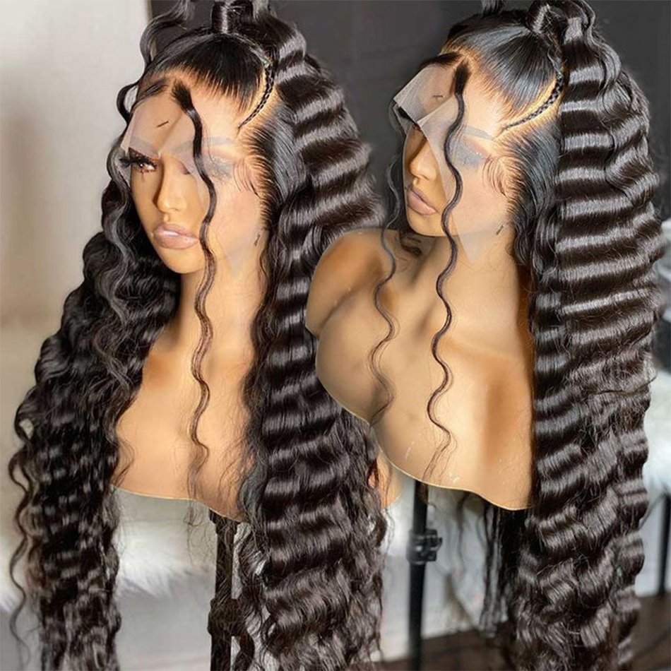 Wet And Wavy 30 Inch 180 Density Natural Water Wave Wigs 13*4 Lace Human Hair HD Lace For Black Women