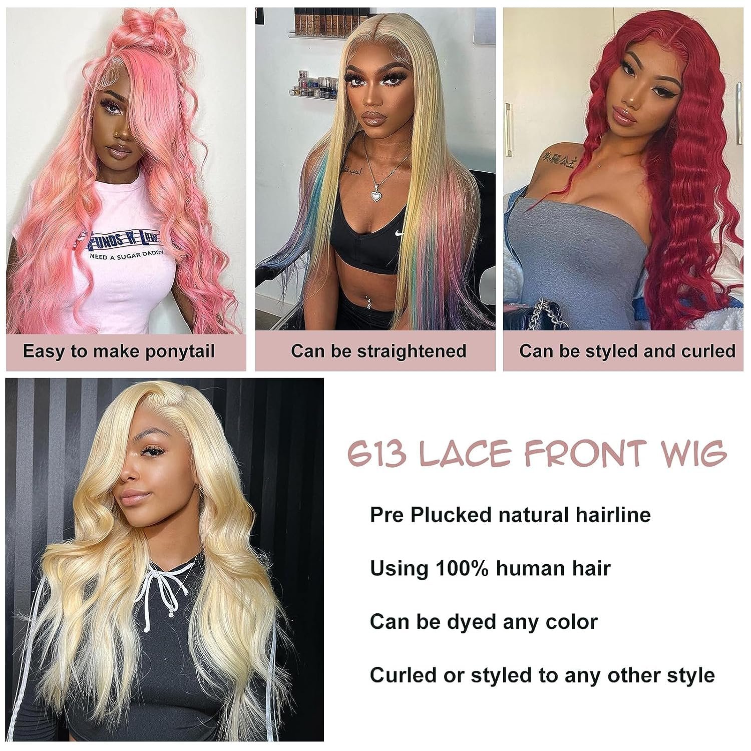 613 13x6 Lace Front Wig Human Hair Body Wave Blonde Wig Human Hair 613 HD Lace Frontal Wig Blonde Lace Front Wigs Human Hair
