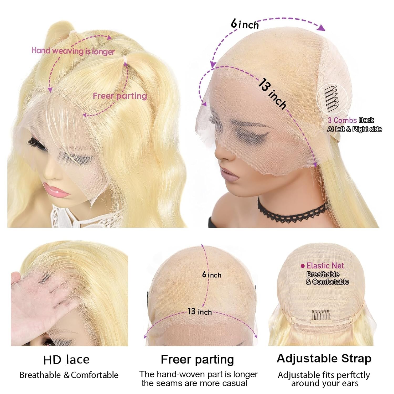 613 13x6 Lace Front Wig Human Hair Body Wave Blonde Wig Human Hair 613 HD Lace Frontal Wig Blonde Lace Front Wigs Human Hair