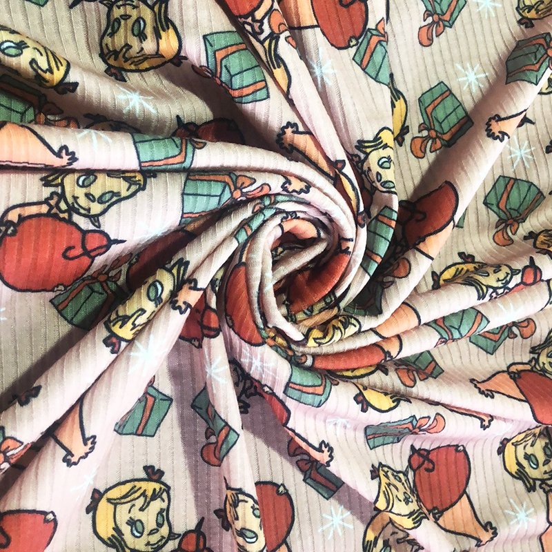 No MOQ Polyester Knitted Rib Knit Custom Print Fabric