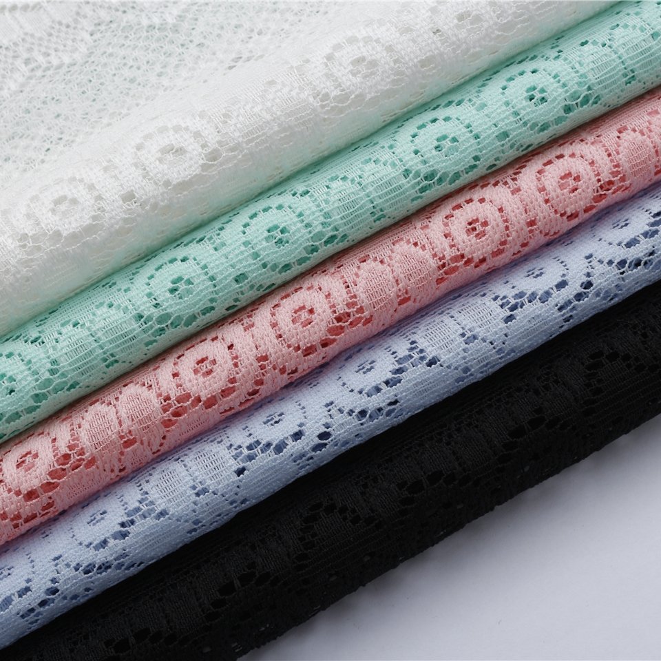 New Style Lower Price White polyester jacquard lace fabric With Flowers Fabric For Dress