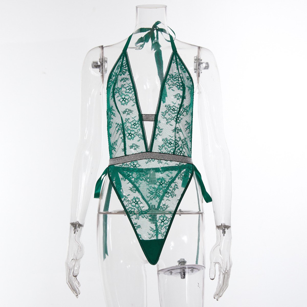 Deep v sexy see through lingerie backless underwear lace bodysuit lingerie