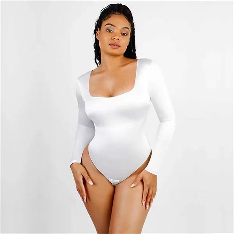 Women Long Sleeve Tops Wide Scoop Neckline and a Flattering Curved Hemline Double-Layered Soft Stretch Black Basic Cut Tops