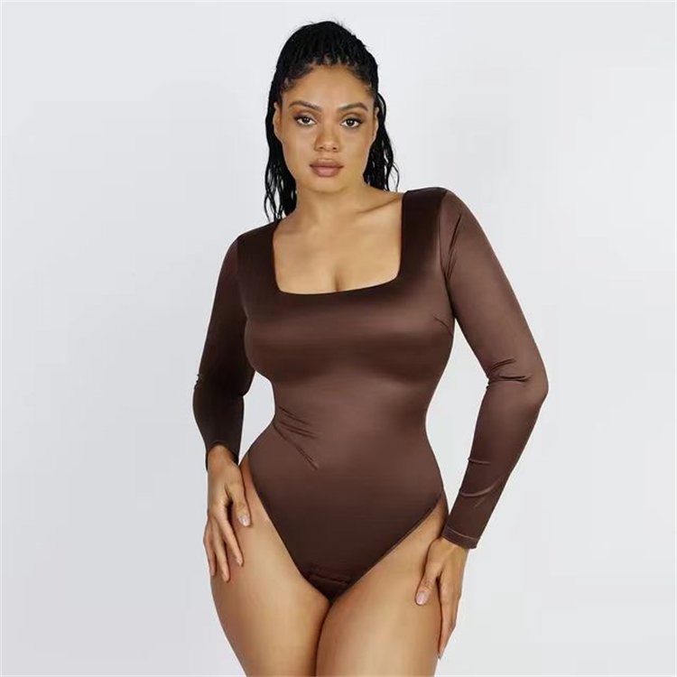 Women Long Sleeve Tops Wide Scoop Neckline and a Flattering Curved Hemline Double-Layered Soft Stretch Black Basic Cut Tops