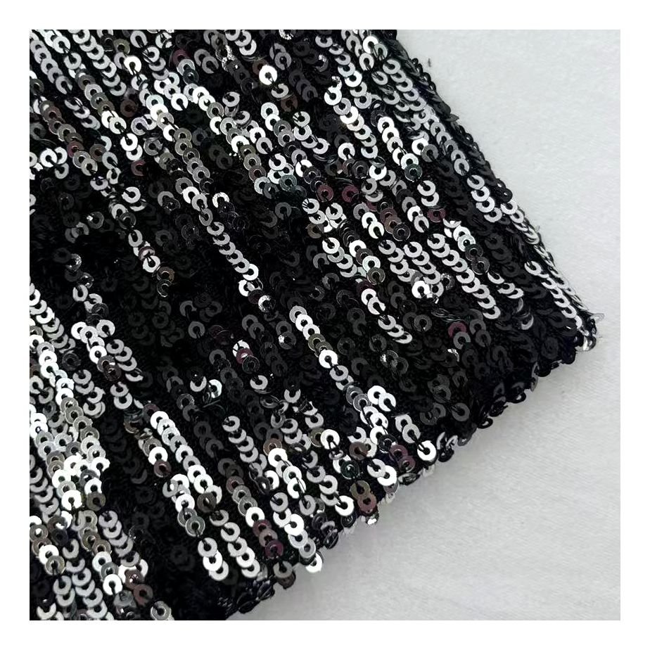 Popular Luxury Glitter Sequin Lace Fabric 100% Polyester 3MM Sequin Embroidery Fabric For Evening Dress