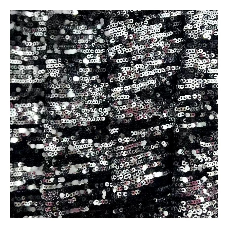 Popular Luxury Glitter Sequin Lace Fabric 100% Polyester 3MM Sequin Embroidery Fabric For Evening Dress