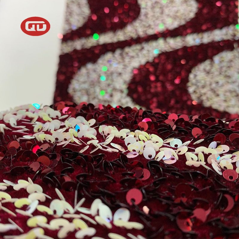 New arrive wholesale sequins flannelette lace embroidery fabric for women d\party dress