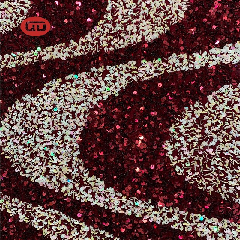 New arrive wholesale sequins flannelette lace embroidery fabric for women d\party dress