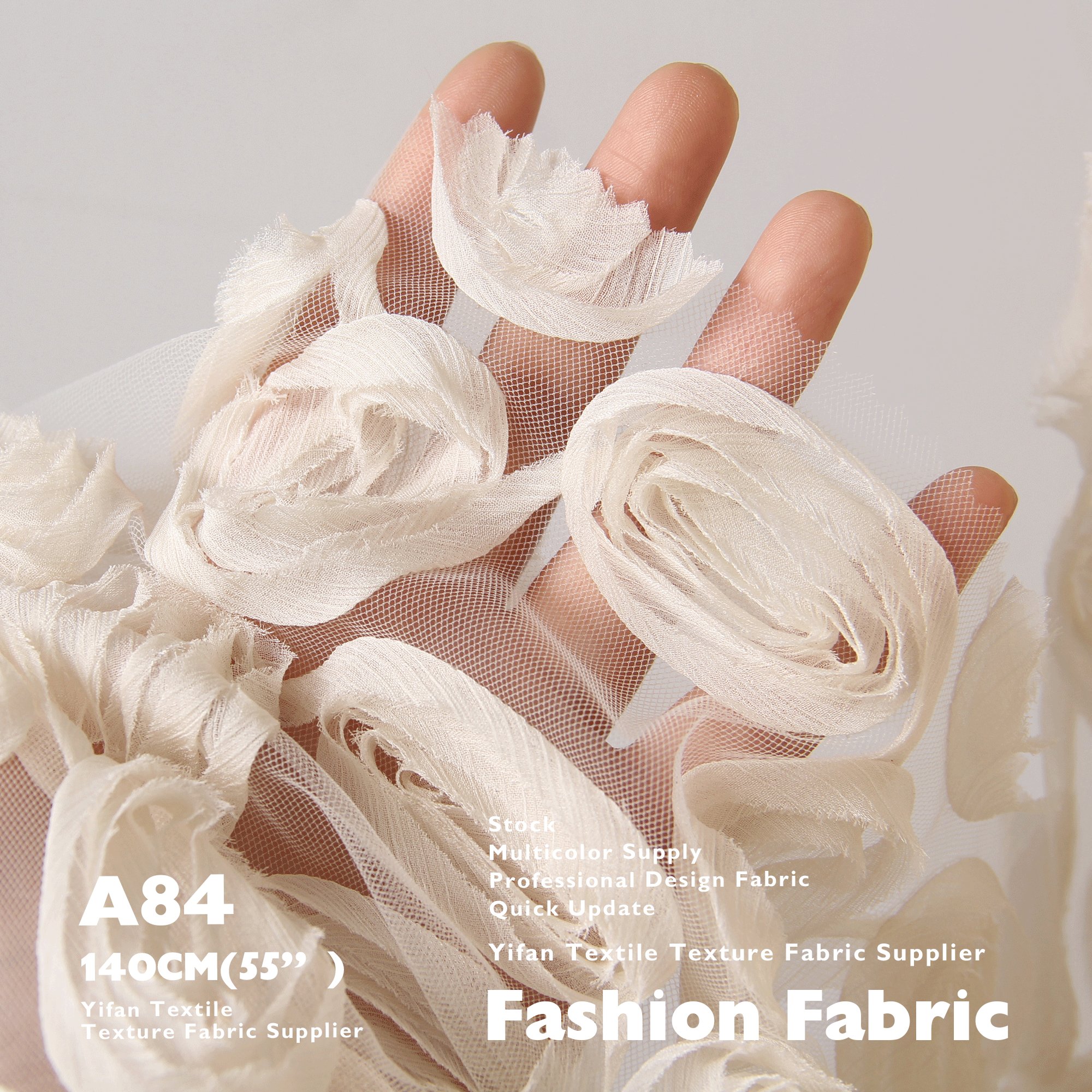 3D Mesh Embroidery Fabric In-Stock Items Polyester Jacquard Candy Buds Texture New Fashion Fabrics For Dress Kids Garment