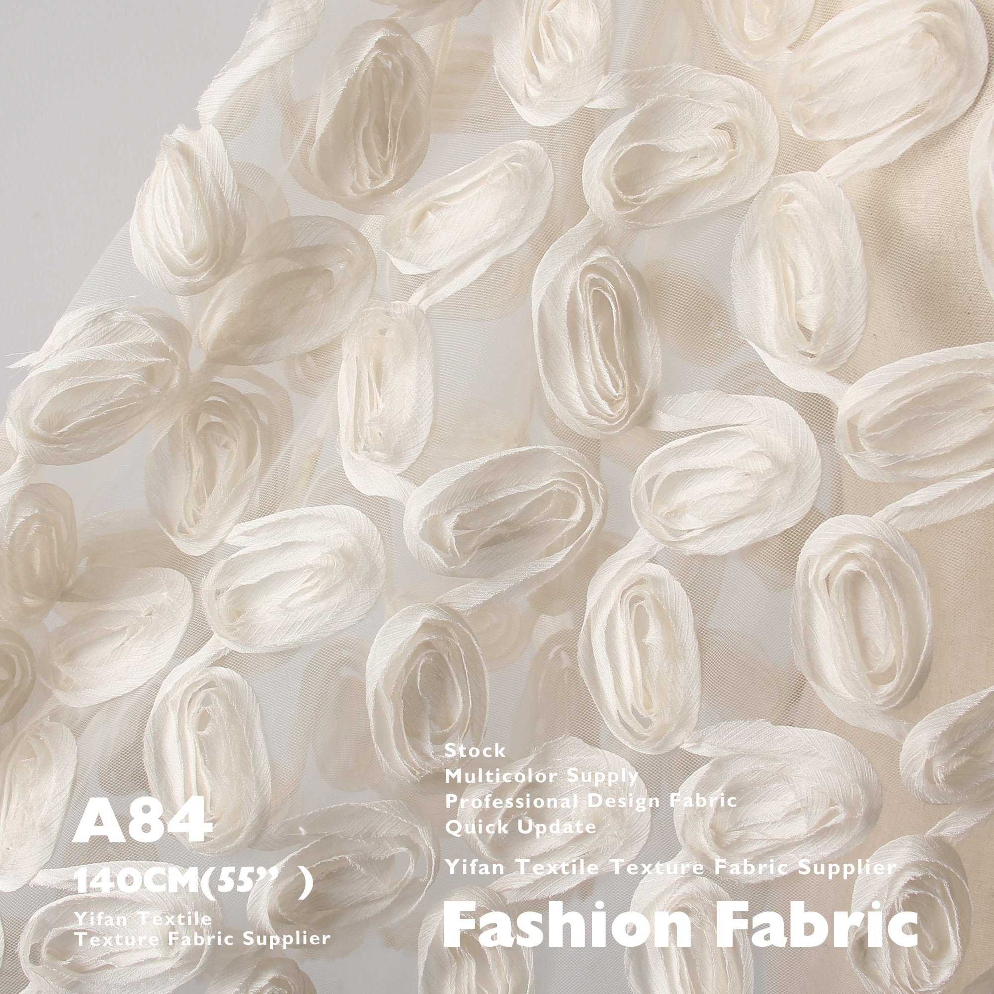 3D Mesh Embroidery Fabric In-Stock Items Polyester Jacquard Candy Buds Texture New Fashion Fabrics For Dress Kids Garment