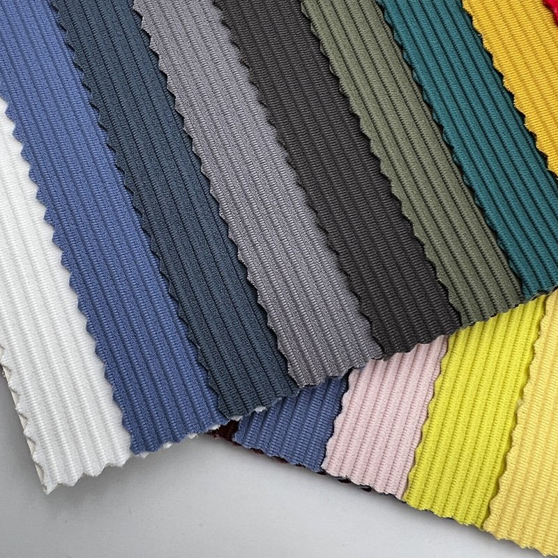 high quality stripes elastic fabrics 4-way stretch stair cloth nylon spandex knitted rib stretch fabrics for yoga outfit