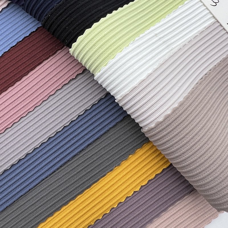 high quality stripes elastic fabrics 4-way stretch stair cloth nylon spandex knitted rib stretch fabrics for yoga outfit