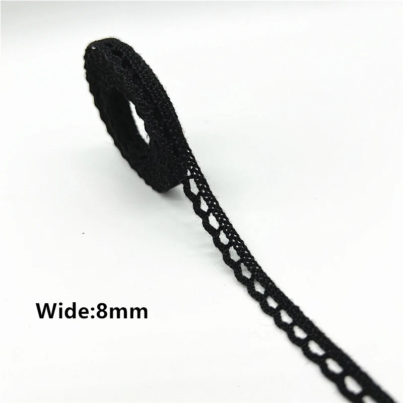 Black Lace 100%Cotton Lace Ribbon For Apparel Sewing Fabric Trim Cotton Crocheted Lace Ribbon Handmade Accessories