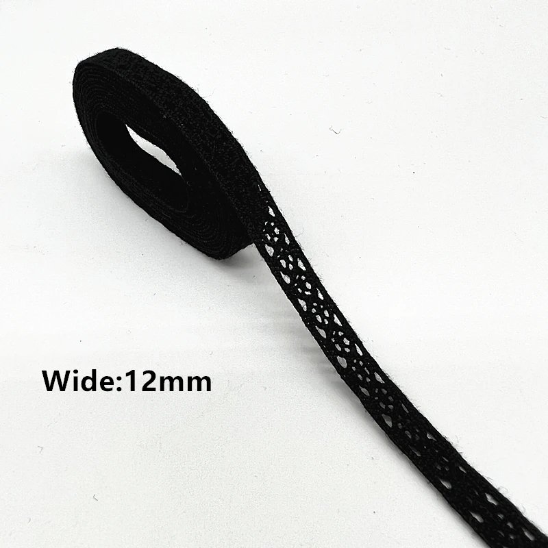 Black Lace 100%Cotton Lace Ribbon For Apparel Sewing Fabric Trim Cotton Crocheted Lace Ribbon Handmade Accessories