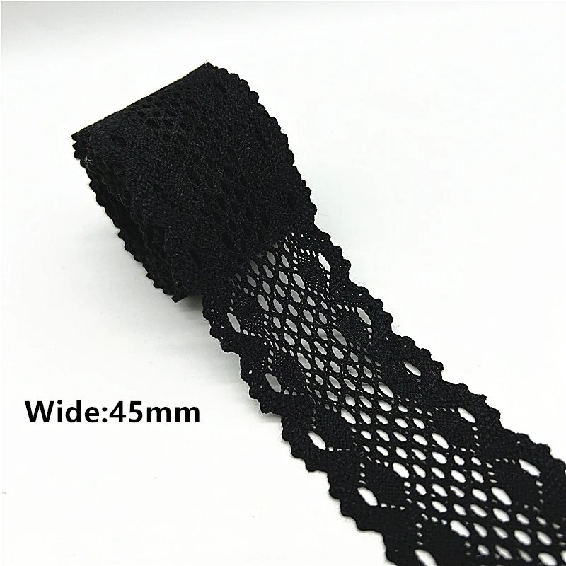 Black Lace 100%Cotton Lace Ribbon For Apparel Sewing Fabric Trim Cotton Crocheted Lace Ribbon Handmade Accessories