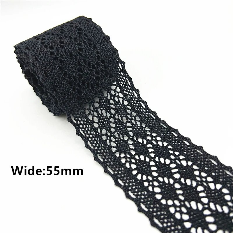 Black Lace 100%Cotton Lace Ribbon For Apparel Sewing Fabric Trim Cotton Crocheted Lace Ribbon Handmade Accessories